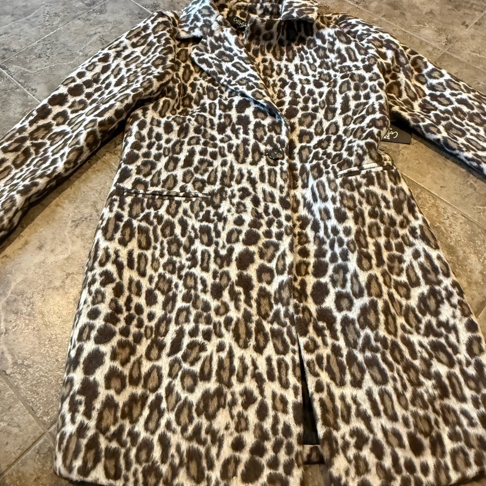 CoffeeShop Leopard Print Blazer Jacket in Brown and Cream